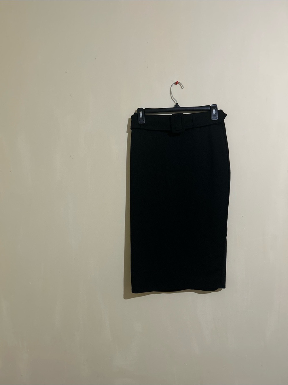 High-Rise Black Belted Pencil Skirt